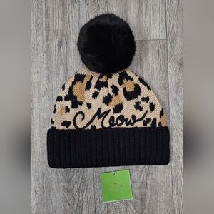 Kate Spade Leopard Print Beanie with Black Pom *NWT*